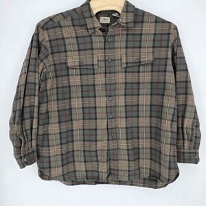 LL Bean Flannel Shirt Mens XXL Traditional Fit Plaid Long Sleeve Cotton Heavy Wt